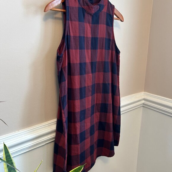 Altar'd State Navy Wine Buffalo Plaid Sleeveless A-Line Dress Womens Size Small - Picture 4 of 7